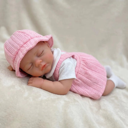 30 cm Irys Reborn Puppe aus Vollsilikon Mädchen im rosa Kleid