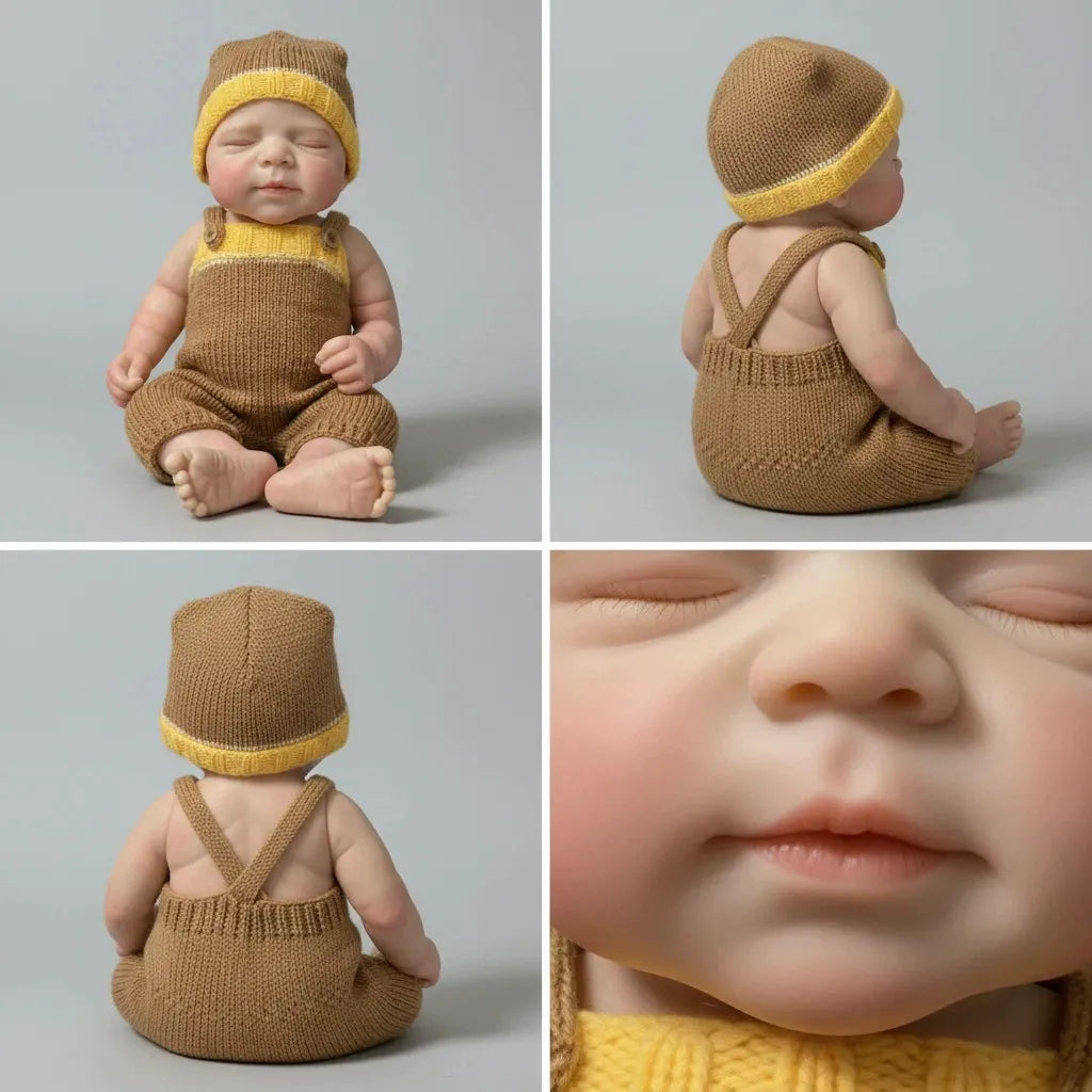 18 Zoll realistische Pascale Reborn Puppe aus Vollsilikon im khakifarbenen Pullover-Strampler