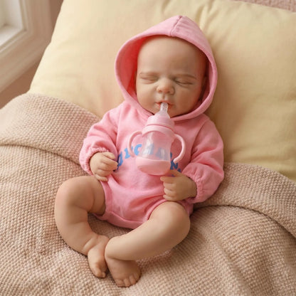 30 cm Pascale Reborn Puppe aus Vollsilikon in rosa Outfits