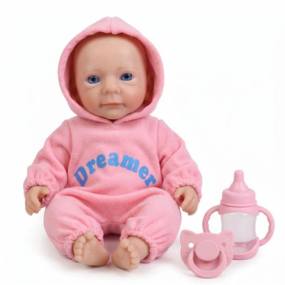 30 cm Felicia Reborn Babypuppe aus Vollsilikon in rosa Outfits