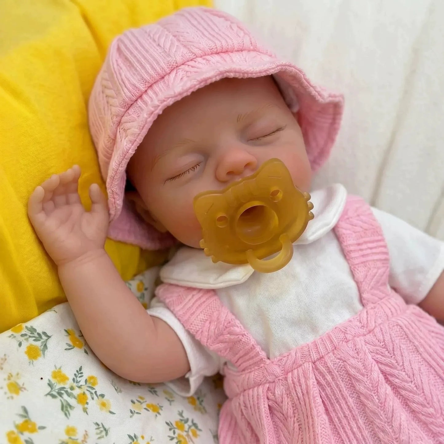 30 cm Irys Reborn Puppe aus Vollsilikon Mädchen im rosa Kleid