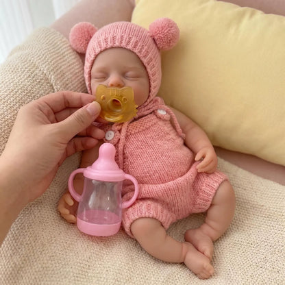 30 cm Irys Reborn Puppe aus Vollsilikon Mädchen in rosa Outfits