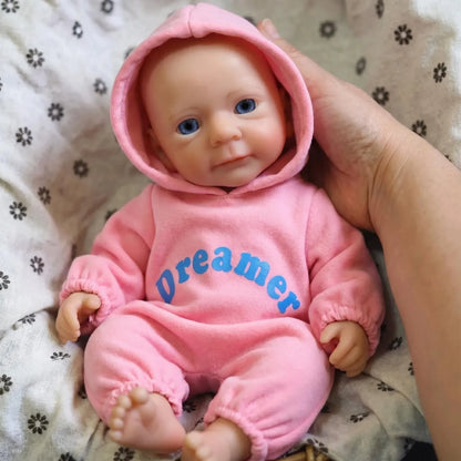 30 cm Felicia Reborn Babypuppe aus Vollsilikon in rosa Outfits