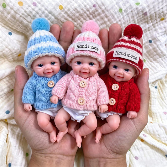 15 cm Silikon Mini Vivienne Drillinge Reborn Puppen mit offenen Augen