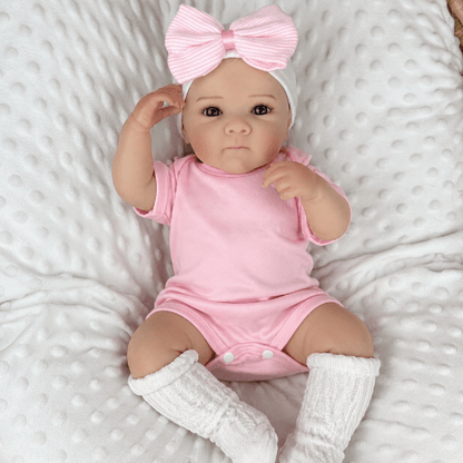 18 Zoll lebensechte Bettie Reborn Puppe Mädchen mit blauen Augen im rosa Body