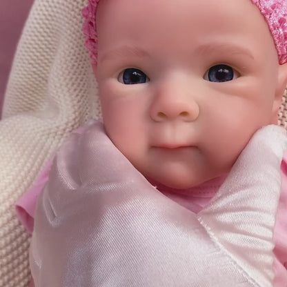 45cm (18 Zoll) realistisches Reborn Babypuppen Mädchen Bettie aus Vollsilikon im rosa Body