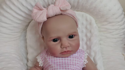 18 Zoll vollsilikone wache Loulou Reborn Puppe Mädchen im rosa karierten Outfit