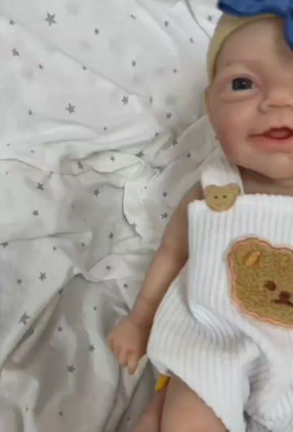 30cm lebensechte Reborn-Puppe mit blauem Lächeln und Vollsilikonaugen - Charlie