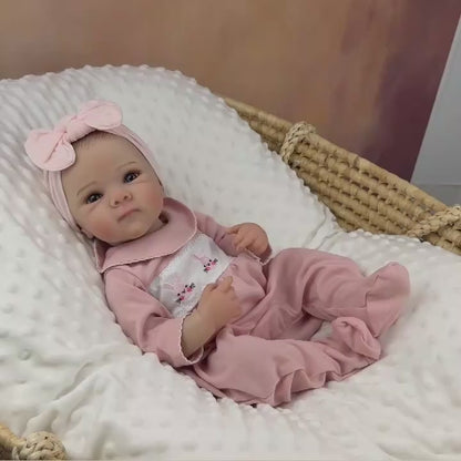 48 cm lebensechte blaue Augen Vinylkörper Bettie Reborn Baby Mädchen im rosa Body