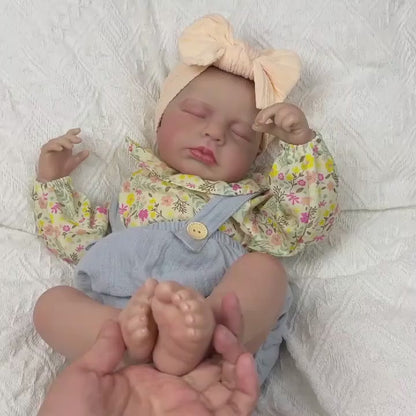 20 Zoll schlafende LouLou Reborn Puppe Mädchen in geblümter Kleidung