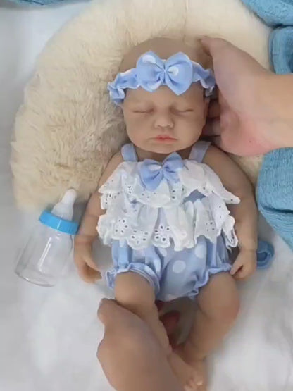 30 cm lebensechte schlafende Reborn-Puppe aus Vollsilikon - Mädchen Loulou