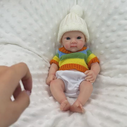 30 cm vollständig aus Silikon gefertigtes Bettie Reborn Baby-Mädchen im bunten Streifenpullover