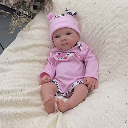 45 cm lebensechte Bettie Reborn Puppe aus Vollsilikon in rosa Outfits