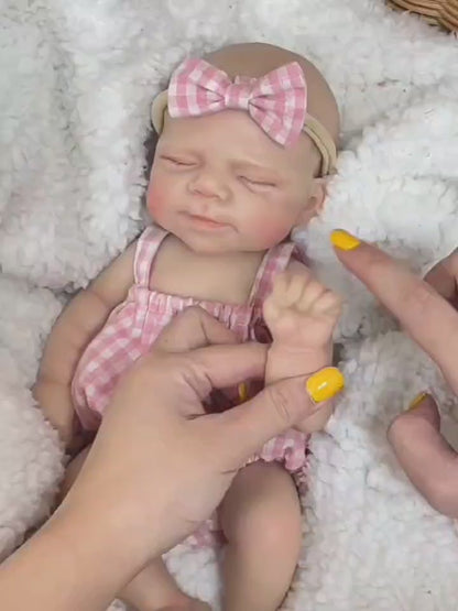30cm lebensechte Reborn-Puppe Pascale aus Vollsilikon mit geschlossenen Augen