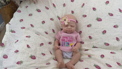 30 cm Pascale Reborn Puppe aus Vollsilikon Mädchen im rosa Pullover