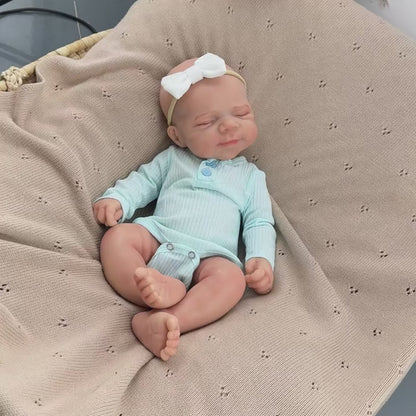 45 cm dehnbare vollsilikone schlafende Pascale Reborn Puppe im blauen Strampler