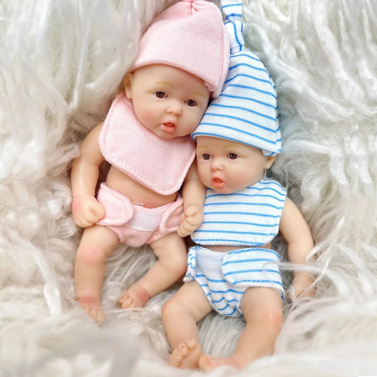15cm offene Augen Vollsilikon Mini Reborn Puppe Zwillinge