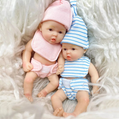 15cm offene Augen Vollsilikon Mini Reborn Puppe Zwillinge