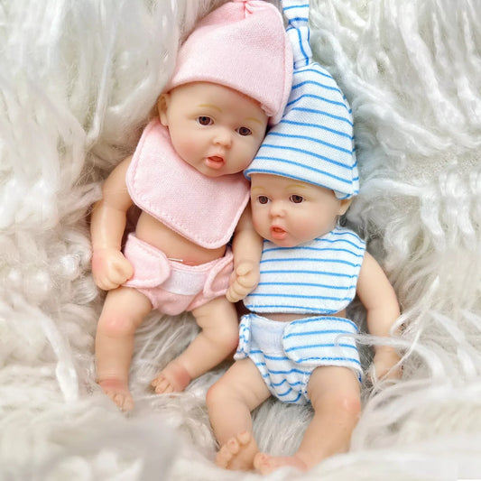 15cm offene Augen Vollsilikon Mini Reborn Puppe Zwillinge