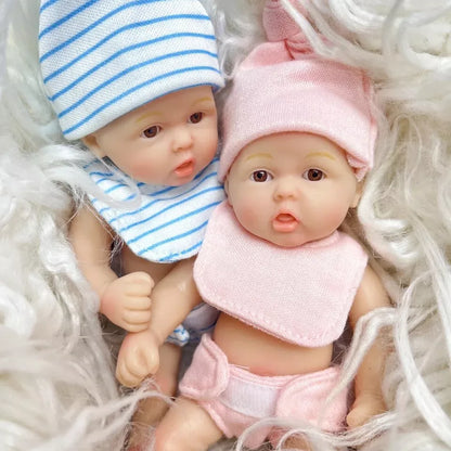 15cm offene Augen Vollsilikon Mini Reborn Puppe Zwillinge