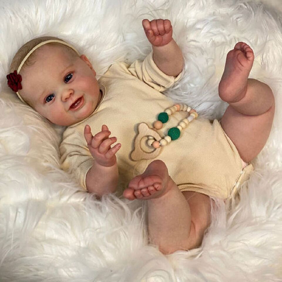 Merle 22 Zoll Realistische Reborn Puppe mit offenen Augen und gezeichneten Haaren - Kodi
