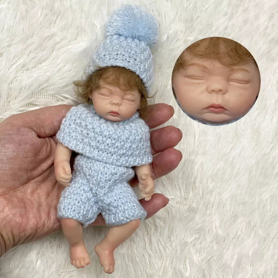 6 zoll Geschlossen Augen Kurze Haare Mini Volle Silikon Reborn Puppe Mädchen