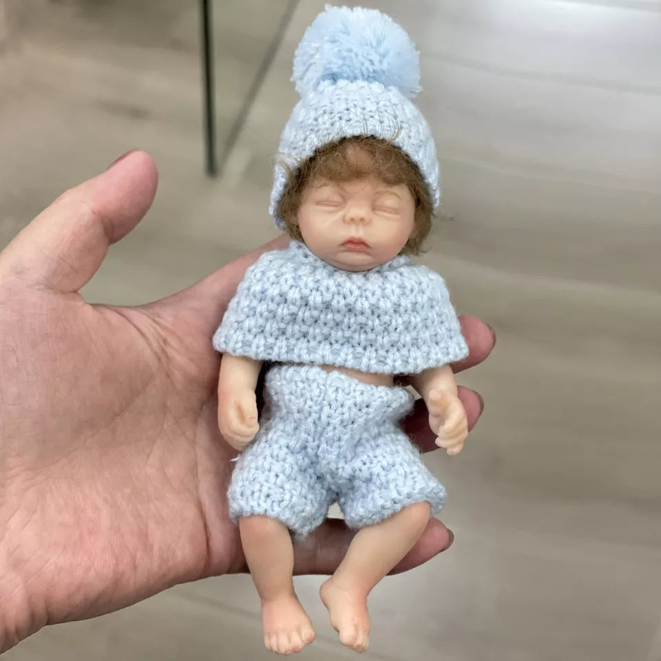 6 zoll Geschlossen Augen Kurze Haare Mini Volle Silikon Reborn Puppe Mädchen
