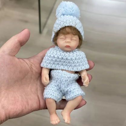 6 zoll Geschlossen Augen Kurze Haare Mini Volle Silikon Reborn Puppe Mädchen