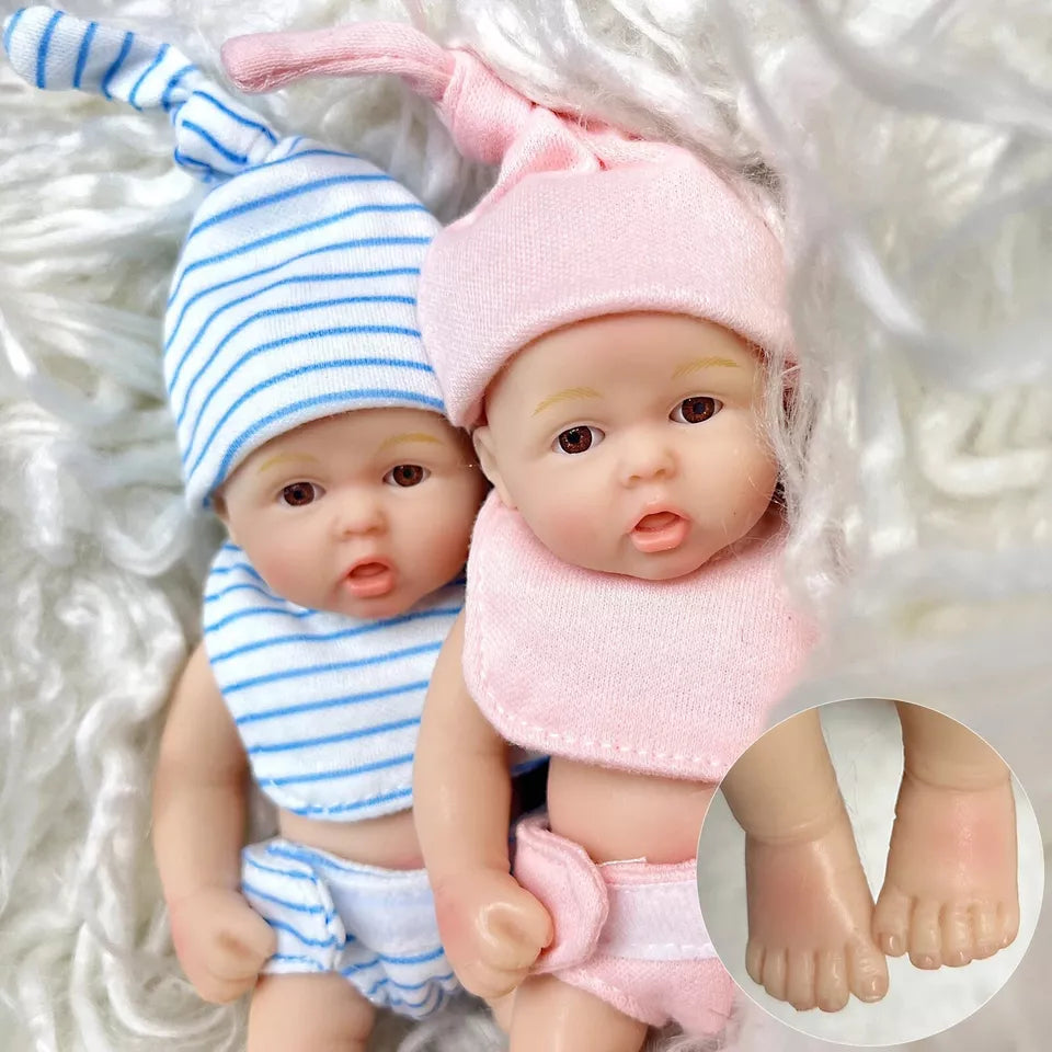 15cm offene Augen Vollsilikon Mini Reborn Puppe Zwillinge